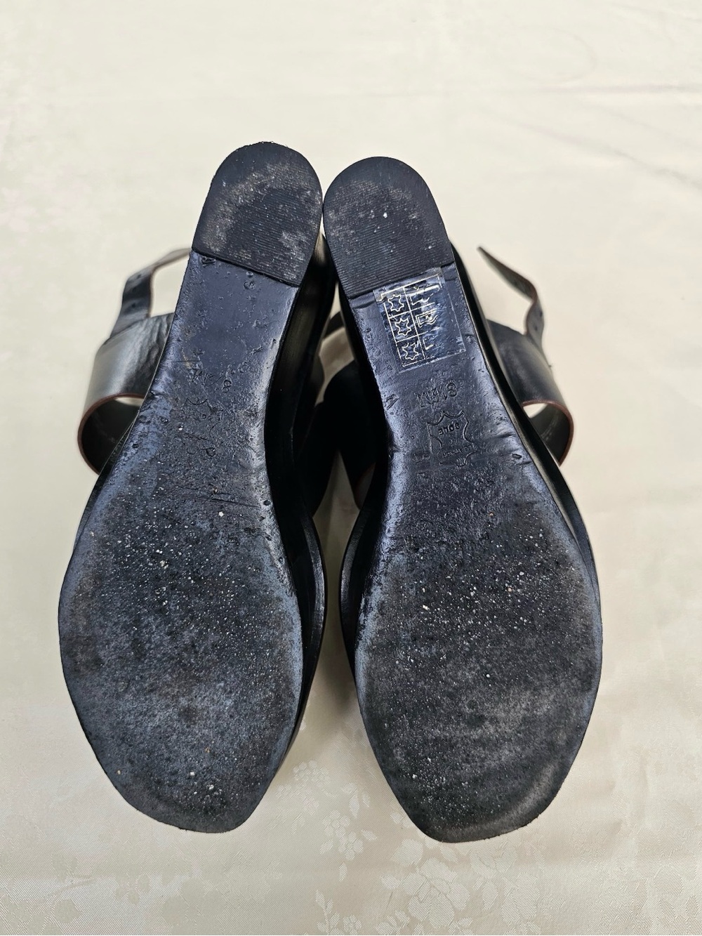 π€ Tory Burch Black Leather Platform Wedge Sandals Size 8.5 - Picture 8 of 14